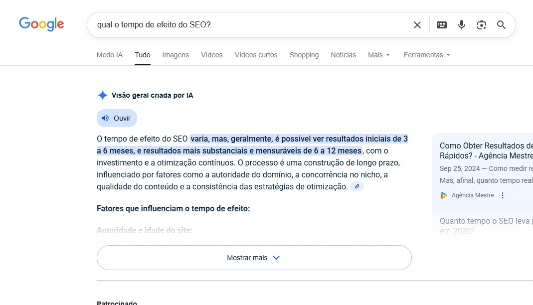TEMPO PARA RESULTADOS